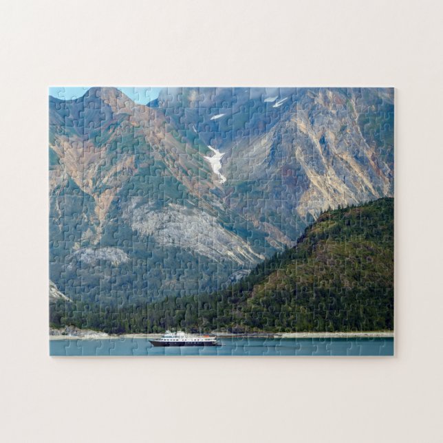 Puzzle Photo de bateau de la baie Glacier de l'Alaska (Horizontal)
