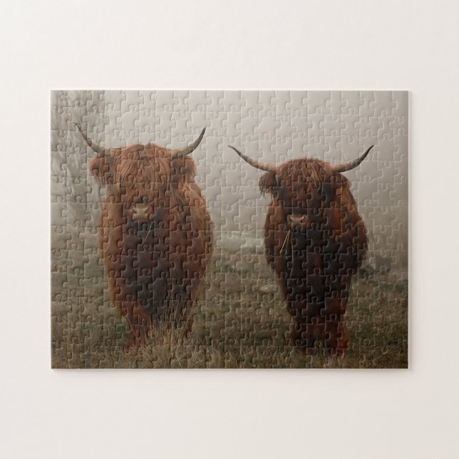 Puzzle Photo de brouillard de bovins Highland (Horizontal)