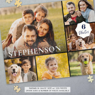 Puzzle Photo de famille Collage 6 Photos Nom Noir
