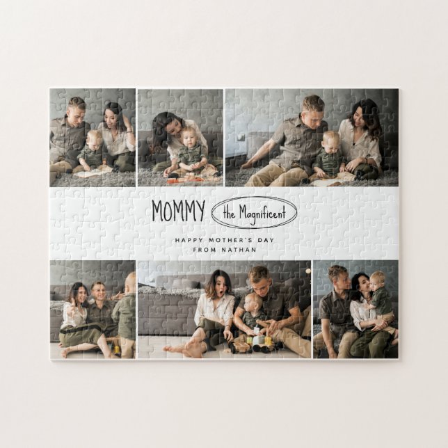 Puzzle Photo de famille de la fête des mères personnalisé (Horizontal)
