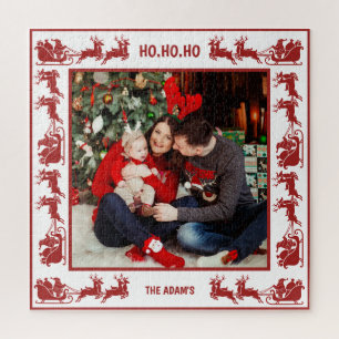 Puzzle  Photo de famille de Noël en traîneau du Père Noël