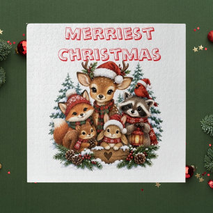 Puzzle Photo de famille des créatures de la forêt de Noël