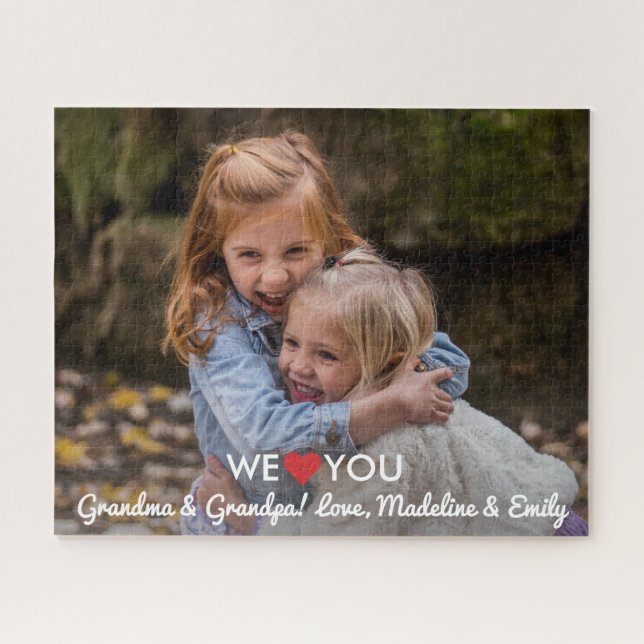 Puzzle Photo de famille personnalisée We Love You Grand-p (Horizontal)