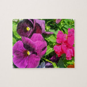Puzzle Photo de fleurs de pensées violettes