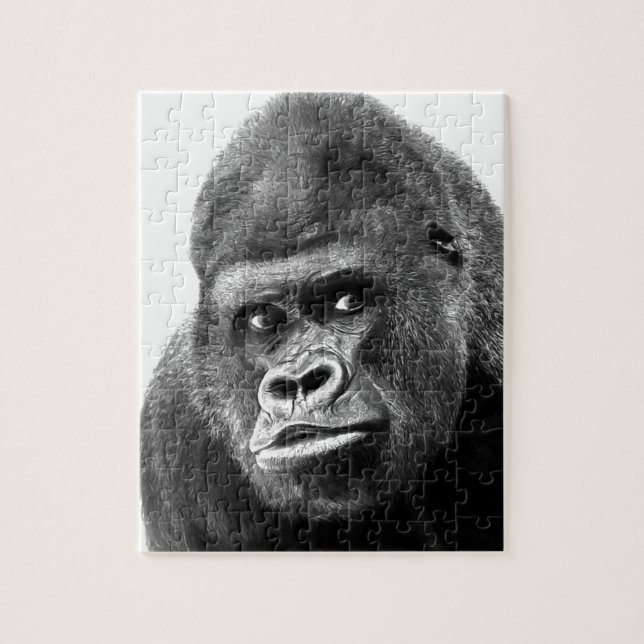 Puzzle Photo de gorille blanche noire - Animaux (Vertical)