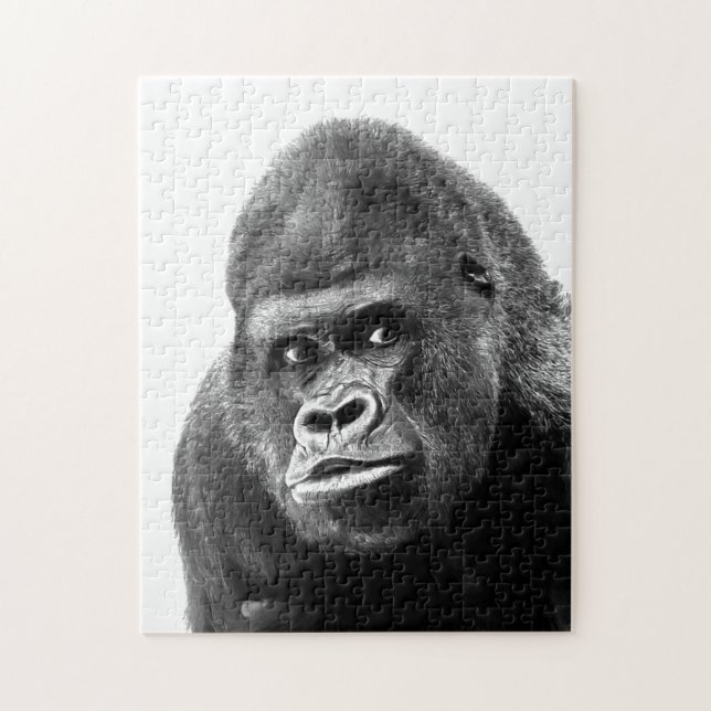 Puzzle Photo de gorille blanche noire - Animaux (Vertical)