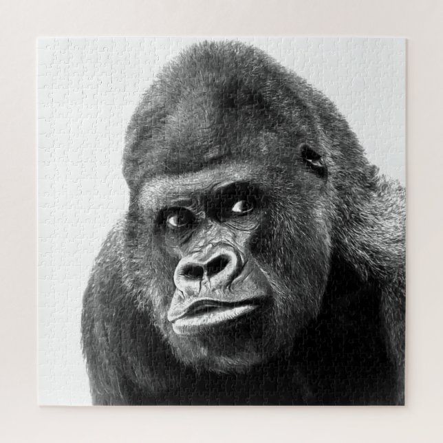 Puzzle Photo de gorille noire blanche - Art animalier (Vertical)