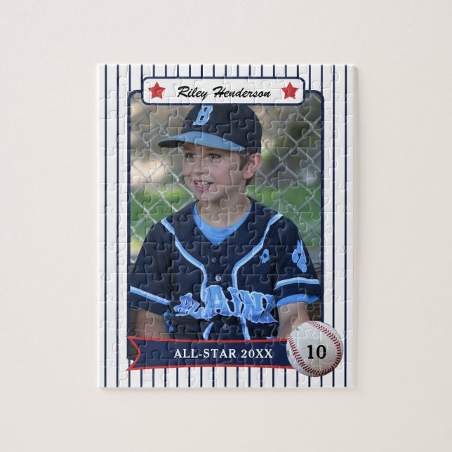 Puzzle Photo de la carte de base-ball de garçon (Vertical)