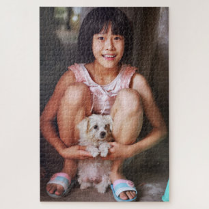 Puzzle Photo de votre enfant avec un chien