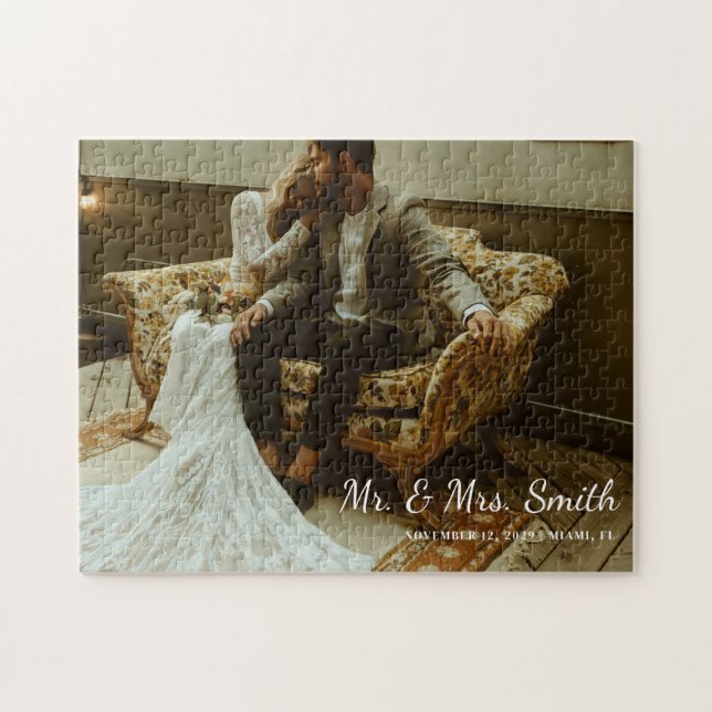 Puzzle Photo Mariage moderne Mr & Mrs Newlyweds (Horizontal)
