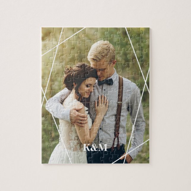 Puzzle Photo Mariage Monogram branché (Vertical)