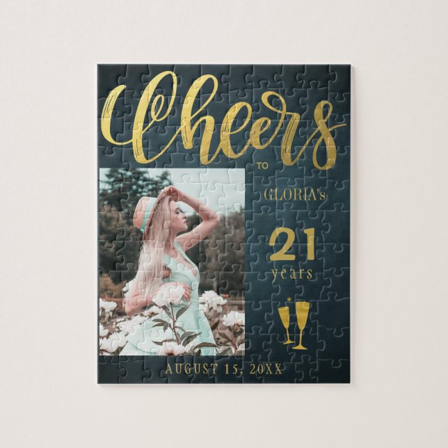 Puzzle Photo personnalisée Cheers à 21 ans cadeau d'anniv (Vertical)