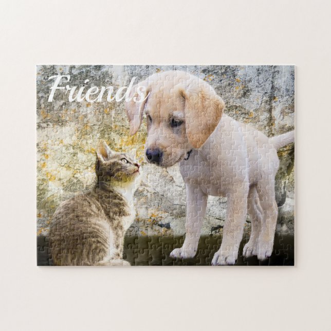 Puzzle Photo personnalisée, chien de chiot de chaton et d (Horizontal)