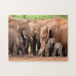 Puzzle Photo personnalisée de la famille Elephants