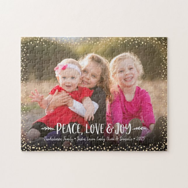 Puzzle Photo personnalisée Peace Love Joie Typographie mo (Horizontal)