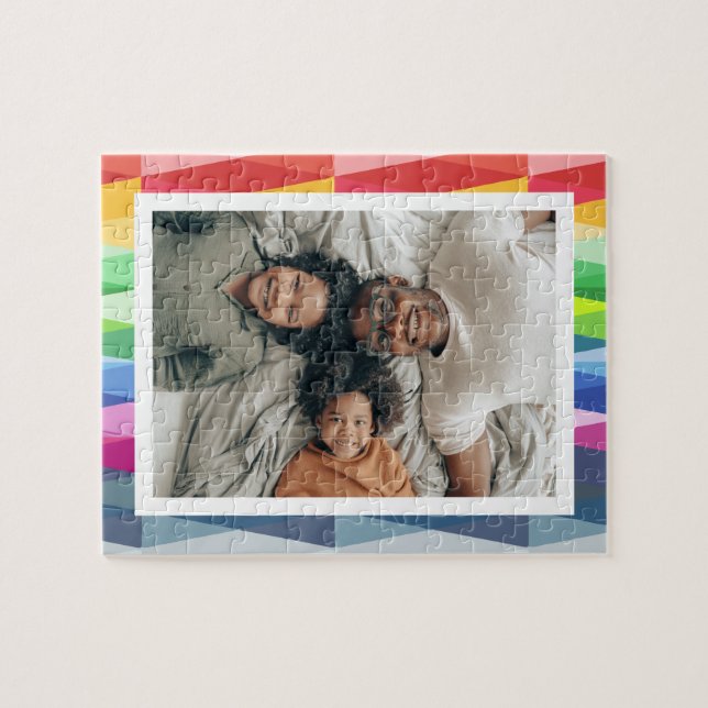 Puzzle Photo personnalisée Rainbow géométrique moderne (Horizontal)