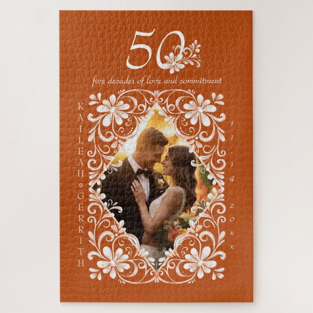 Puzzle Photo romantique Brûlé Orange 50 Anniversaire Puzz (Vertical)