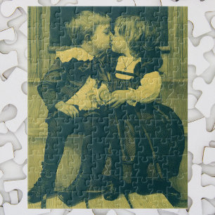 Puzzle Photo vintage d'amour et de romance, Enfants s'emb
