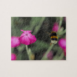 Puzzle Photographie de fleur botanique rose et d'abeille