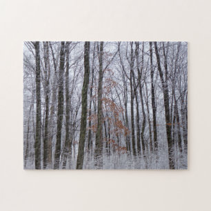 Puzzle Photographie de paysage hivernal de forêt saupoudr