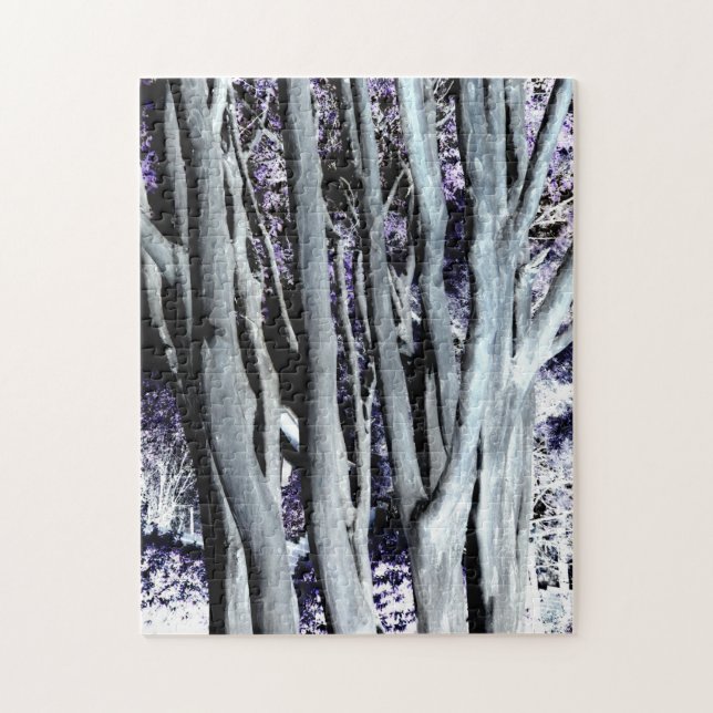 Puzzle Photographie grise pourpre violette d'art d'arbre (Vertical)