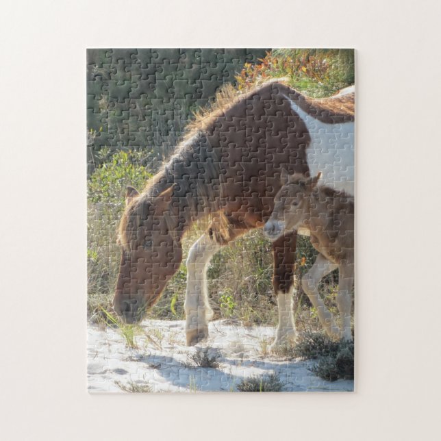 Puzzle Photos du cheval et du poulain (Vertical)