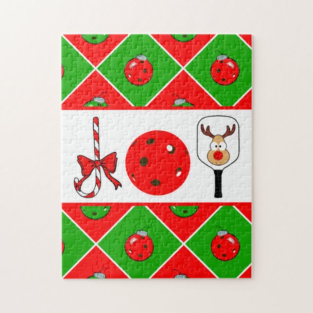 Puzzle Pickleball Noël Joie Sucre de canne Paddles Ball (Vertical)