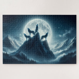 Puzzle Pics Lune, Loups Majestueux, Loups hurleurs