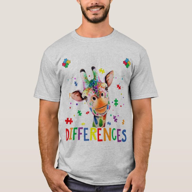 Puzzle Piece Autism Giraffe Embrace Differences fo T-Shirt (Front)