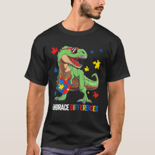 Puzzle Piece Autism T Rex Dinosaur Embrace Differe T-Shirt