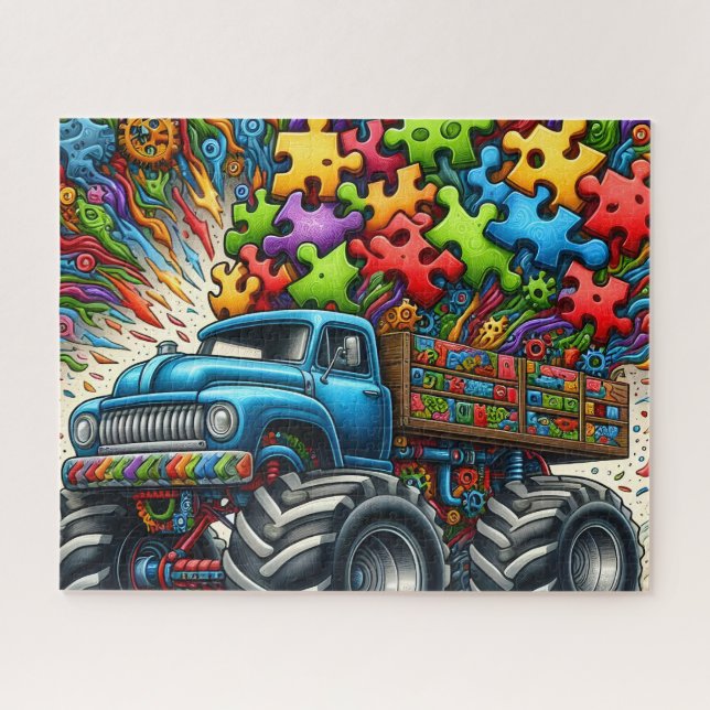 Puzzle Piece Autism Truck (Horizontal)