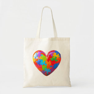 Puzzle Piece Heart Tote Bag