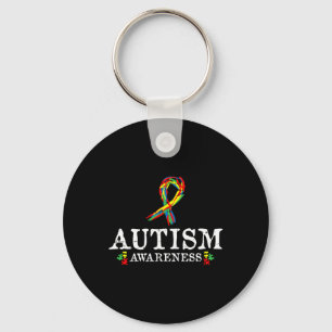 Puzzle Piece Ribbon Autism Awareness Gifts For Adu Keychain