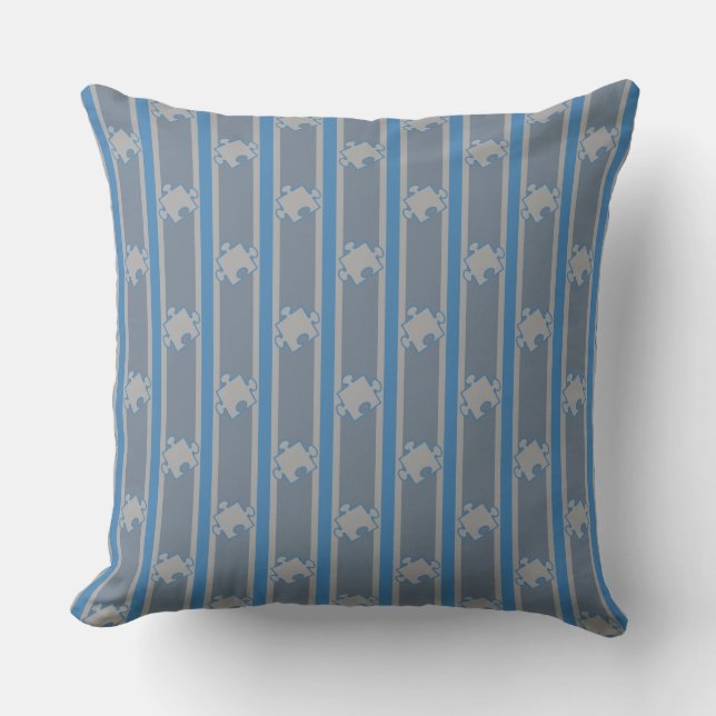 Puzzle Piece Striped Throw Pillow (Front)