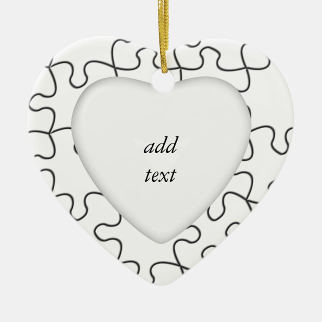 Puzzle Pieces  (Add Background Colour or Image) Ceramic Ornament (Front)