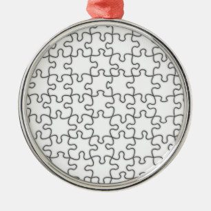 Puzzle Pieces  (Add Background Colour or Image) Metal Ornament