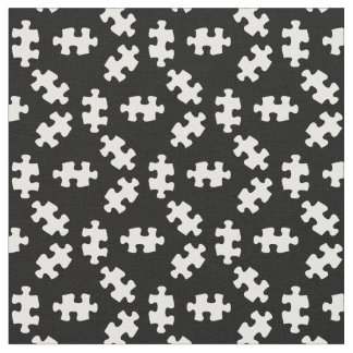 Puzzle Pieces Black and White Fabric