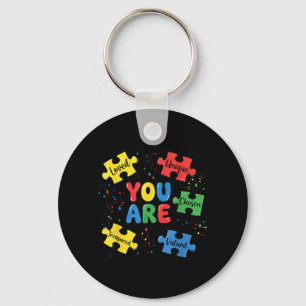 Puzzle Pieces Chosen Loved Unique Autism Teacher Keychain