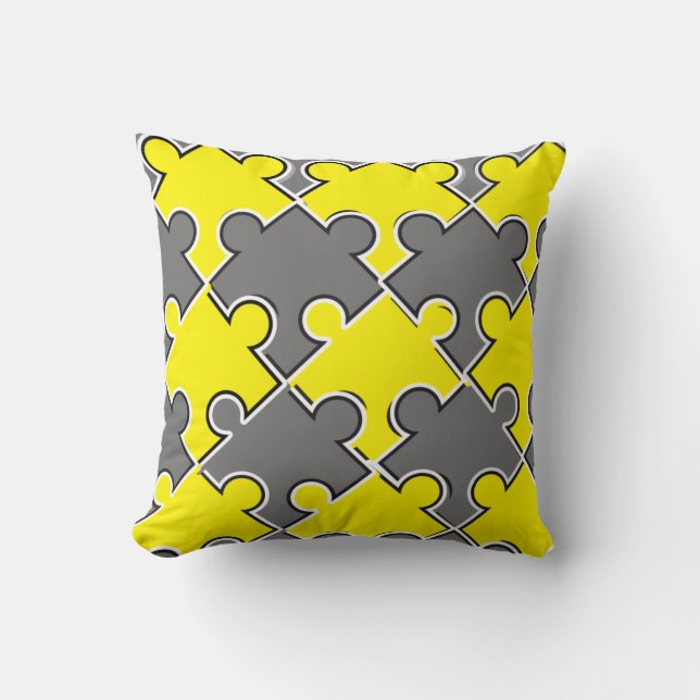 Puzzle pieces colour of the year 2021 illuminating throw pillow (Front)