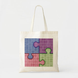 Puzzle Pieces Diamond Pattern Tote Bag