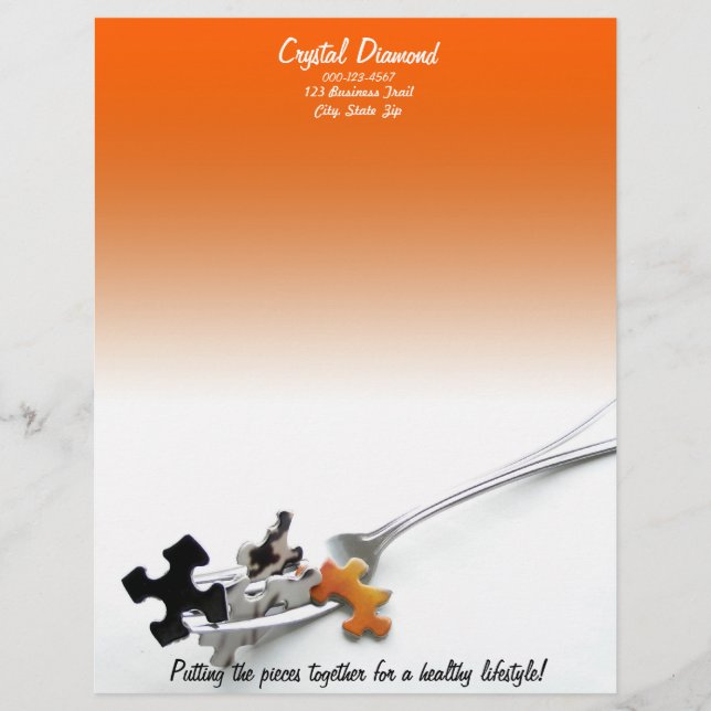 Puzzle Pieces & Fork Letterhead (Front)