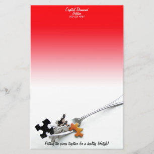 Puzzle Pieces Fork Red White Ombre Stationery