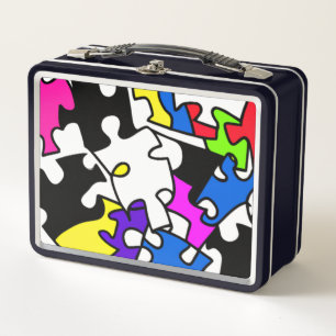 Puzzle Pieces Metal Lunch Box