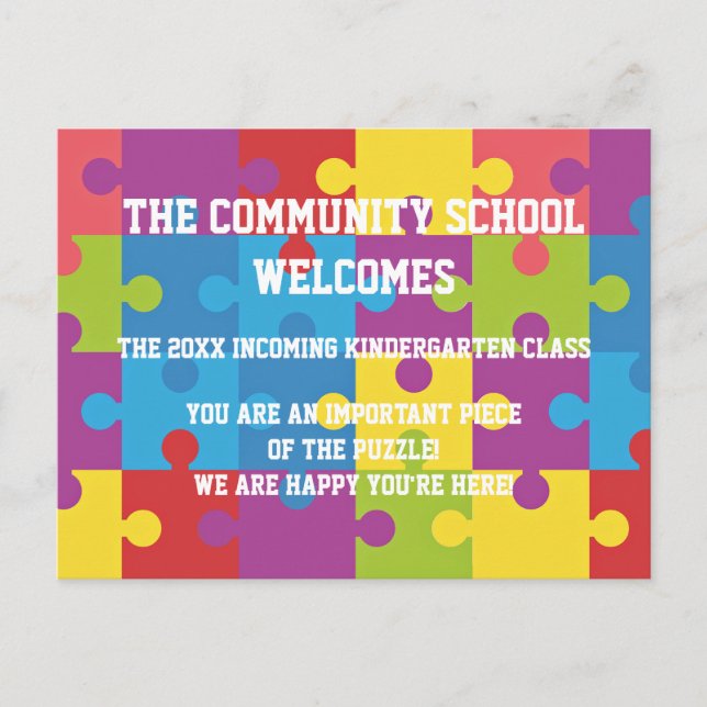Puzzle Pieces School Postcard (Front)