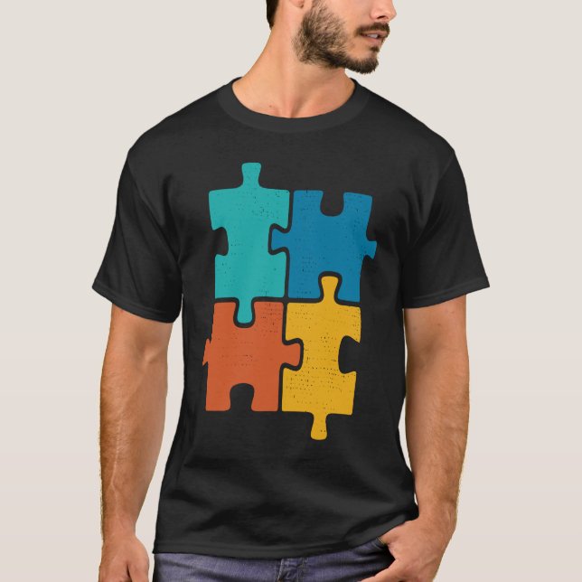 Puzzle Pieces Support For Spreading Autism Awarene T-Shirt (Front)