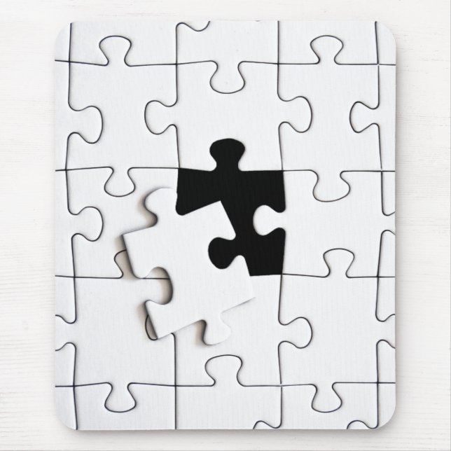 Puzzle pieces whimsical fun black and white  mouse pad (Front)