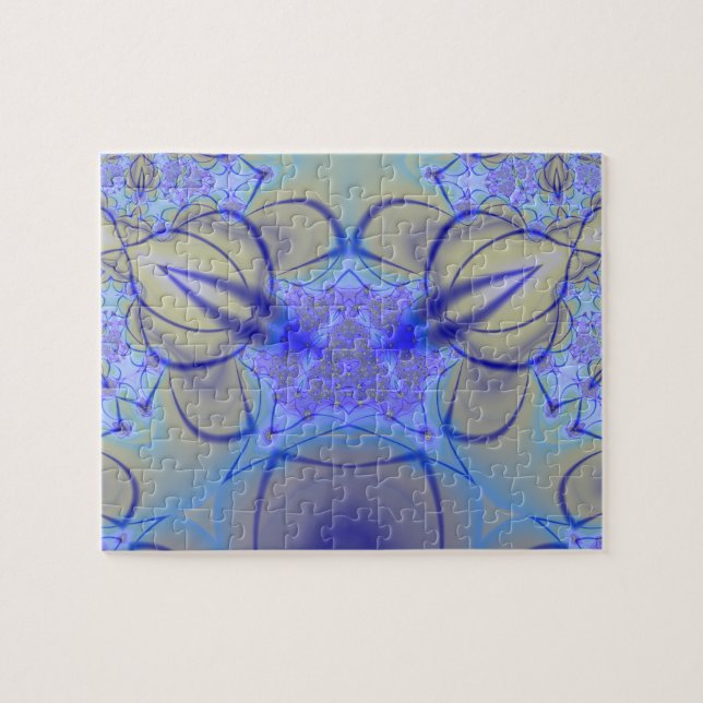 Puzzle Pierre | Art fractal violet et jaune (Horizontal)