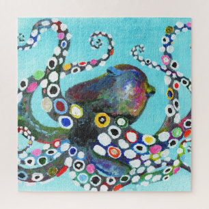 Puzzle Pieuvre vibrante : Illustration acrylique