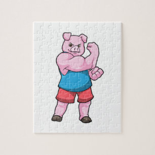 Puzzle Pig comme Bodybuilder avec grand bras Supérieur