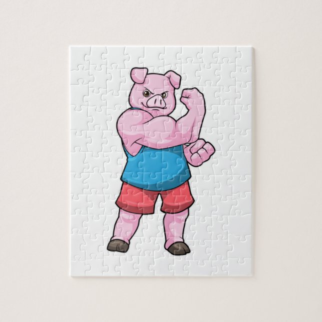 Puzzle Pig comme Bodybuilder avec grand bras Supérieur (Vertical)